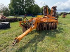 2006 Simba Solo 380 trailed cultivator with front discs, 9 subsoiler legs, rear discs and packer wit