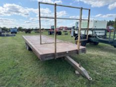 1986 Norton 6.5m flat bed trailer with front rave twin axle. Serial No: 2830