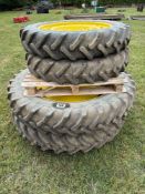Set Alliance 11.2R36 front and 13.6R48 rear row crop wheels and tyres to suit John Deere 6930 and 61