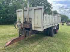 Ex Lorry body conversion trailer, twin axle on 10.20 wheels and tyres. Manual tailgate and grain chu