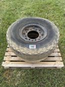 Pair Firestone 10.50-16 wheels and tyres, split rims, 10 stud