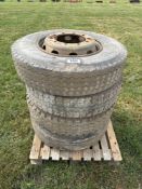 4No 11R22.5 wheels and tyres, 10 stud