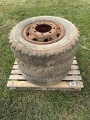 3No 8.25R20 wheels and tyres, 8 stud