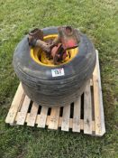 Pair 11-15 implement wheels and tyres c/w stub axles