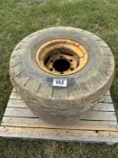 Pair Avon 12.5/15 wheels and tyres, 6 stud