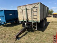 Ex BMC 10t wooden side twin axle grain trailer, with manual tailgate, grain chute and Weylode weigh