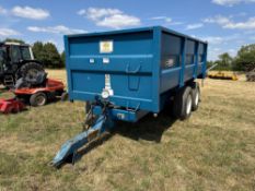 2000 AS Marston SAP 10t twin axle grain trailer with a manual tailgate and grain chute, fixed drawba