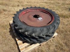 Pair 8.3/8-32 row crop wheels and tyres with 6 stud centres