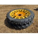 Pair 11.2-48 row crop wheels and tyres with 8 stud centres