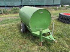 c.1,000l bunded fuel bowser with 12v pump and nozzle, single axle on 185R13 wheels and tyres