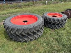 Set Mitas 340/85R36 10 stud front and 380/90R50 8 stud rear row crops wheels and tyres suited to Cla