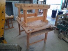 Wooden work bench with 2No tressles