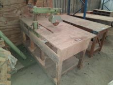 Wooden bench with Dewalt saw