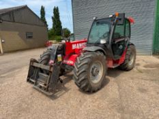2011 Manitou MLT 735-120 LSU Powershift materials handler with pallet tines, JCB Q-fit headstock on