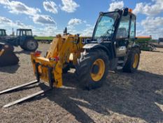2014 JCB 536-60 Loadall. T4i III cab, pickup hitch, data tagged. C/w Q-fit pallet tines. On 460/70R2