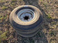 Pair of Goodyear 10.00-16 tyres on 6 stud rims