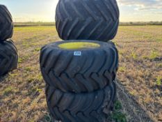 Set of Alliance 600/50-26.5 front and Goodyear Terratyre 66X43.00-25 rear tyres on John Deere 8 stud