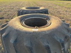 Pair of Firestone 66X43.00-25 tyres on 8 stud rims