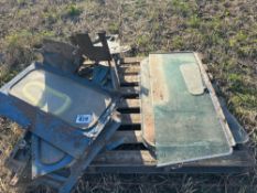 Pair of Ford cab doors, rear glass and cab accessories