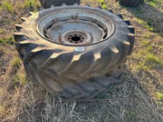 Pair of Taurus 13.6R38 tyres on 8 stud rims