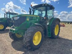 2014 John Deere 6150R tractor. 40k Direct drive, 3 electric spool valves, data tagged, tool box. On
