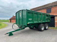 2012 Bailey twin axle 12t trailer. Leaf springs, hydraulic rear door, manual chute, manual sheet. On