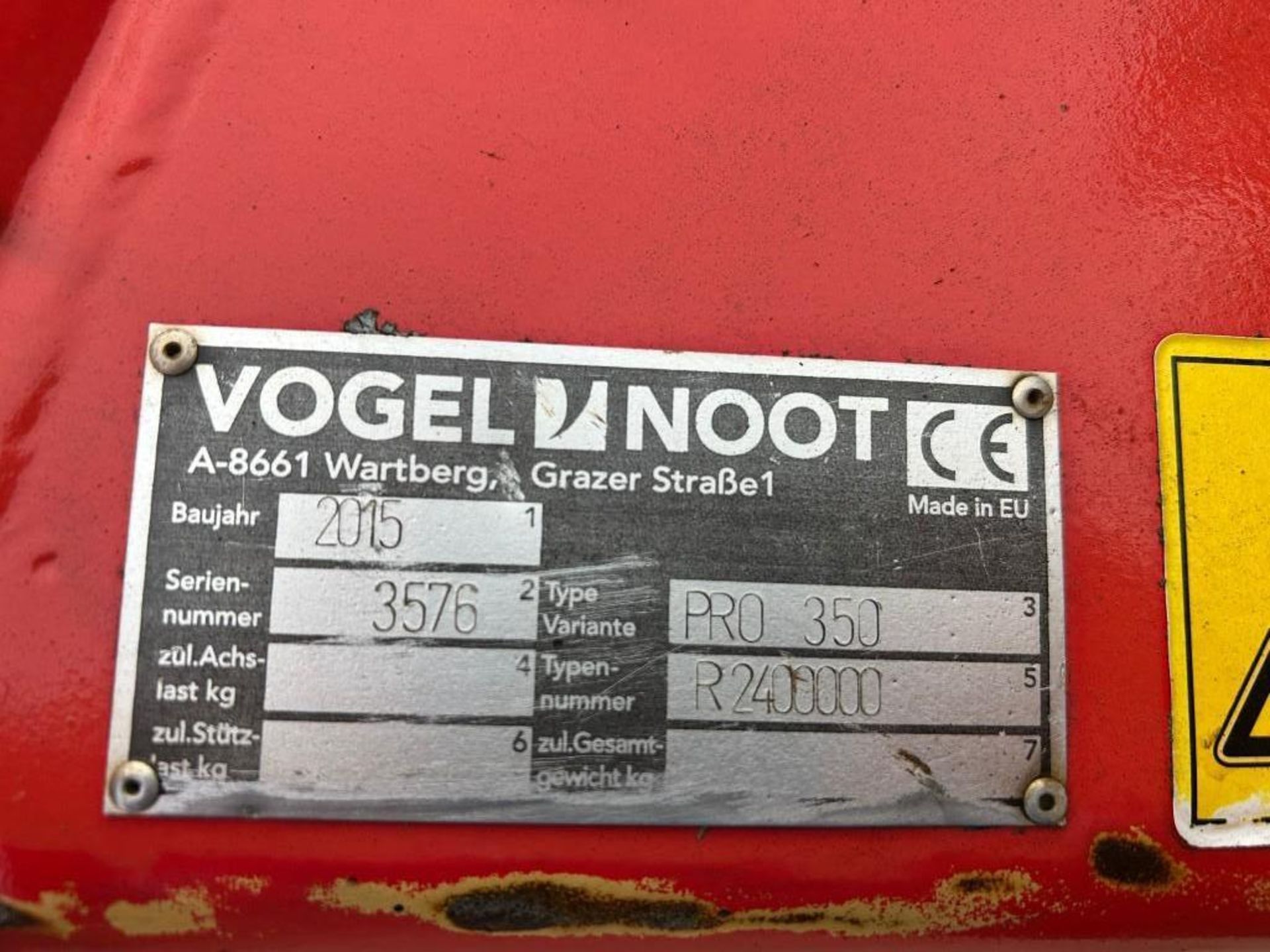 2015 Vogel & Noot Terradisc Pro 350 - (Leicestershire) - Image 10 of 10