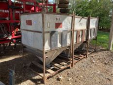 3No stainless steel 1 tonne tote bins, tine mounted on wheels