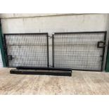 Pair of black painted gates. C/w posts. 2.15m x 1.65m