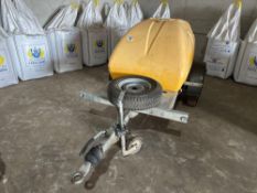 Western Global 1000l towable plastic tank. C/w spare wheel and splash plate