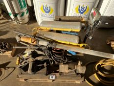 Various workshop electrical tools to include chop saw, bench grinder, lights etc