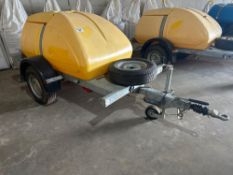 Western Global 1000l towable plastic tank. C/w spare wheel. Serial no: E11*2007/46*0769*01