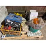 Pallet of assorted tools, nut & bolts, lights & lenses etc