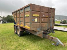 2012 Dooley Bros TA123 16t twin axle dump trailer with air brakes, sprung drawbar and side storage b