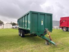 2016 Bailey 14t twin axle dump trailer with sprung drawbar, air brakes, WABCO LSV on 385/65R22.5 whe
