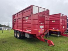 2014 Smyth Trailers Fieldmaster FM18 18t twin axle silage trailer with sprung drawbar, air brakes, s