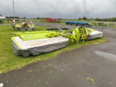 2019 Claas Disco 8500C Disco Contour 8.5m hydraulic folding mower conditioner, rear linkage mounted.