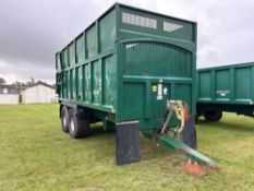2015 Bailey 16t twin axle trailer with sprung drawbar, air brakes, hydraulic tailgate and grain chut