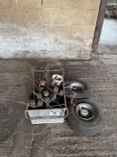 Quantity tedder tines and 2No wheels