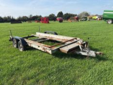 11ft twin axle car transporter with winch and ramps. Spares or Repairs