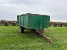 Merrick Loggin single axle 10 tonne tipping trailer on super singles with manual tailgate and hydrau