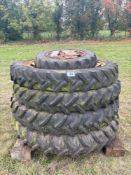 4No Alliance 230/95 R48 row crops and 1No Continental 9.5-24 wheel and tyre