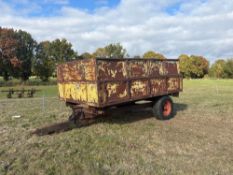1971 Wheatley single axle 6 tonne tipping trailer with manual tailgate and grain chute on 13.0/65-18