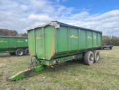 1997 AW trailers 14 tonne twin axle grain trailer with manual tailgate, grain chute and rollover she