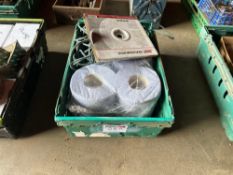 3No rolls blue roll, rope and sandpaper