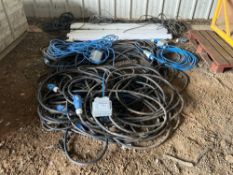 Quantity 32amp and 63amp single phase extension cables with lights and sockets
