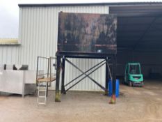 Metal diesel tank on stand with pump and nozzle