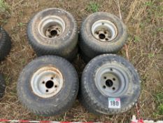 8No 18x8.5-8.00 turf wheel and tyres, 4 stud