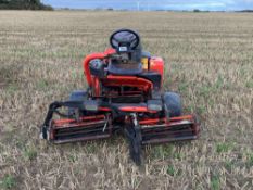 Jacobsens triple gang greens mower with Kubota engine, trailed