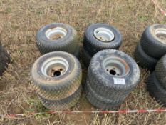 8No 18x8.5-8.00 turf wheel and tyres, 4 stud